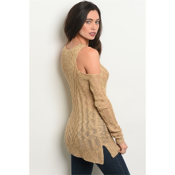Cold Shoulder Cutout Long Sleeve Sweater - Picture 2 of 7